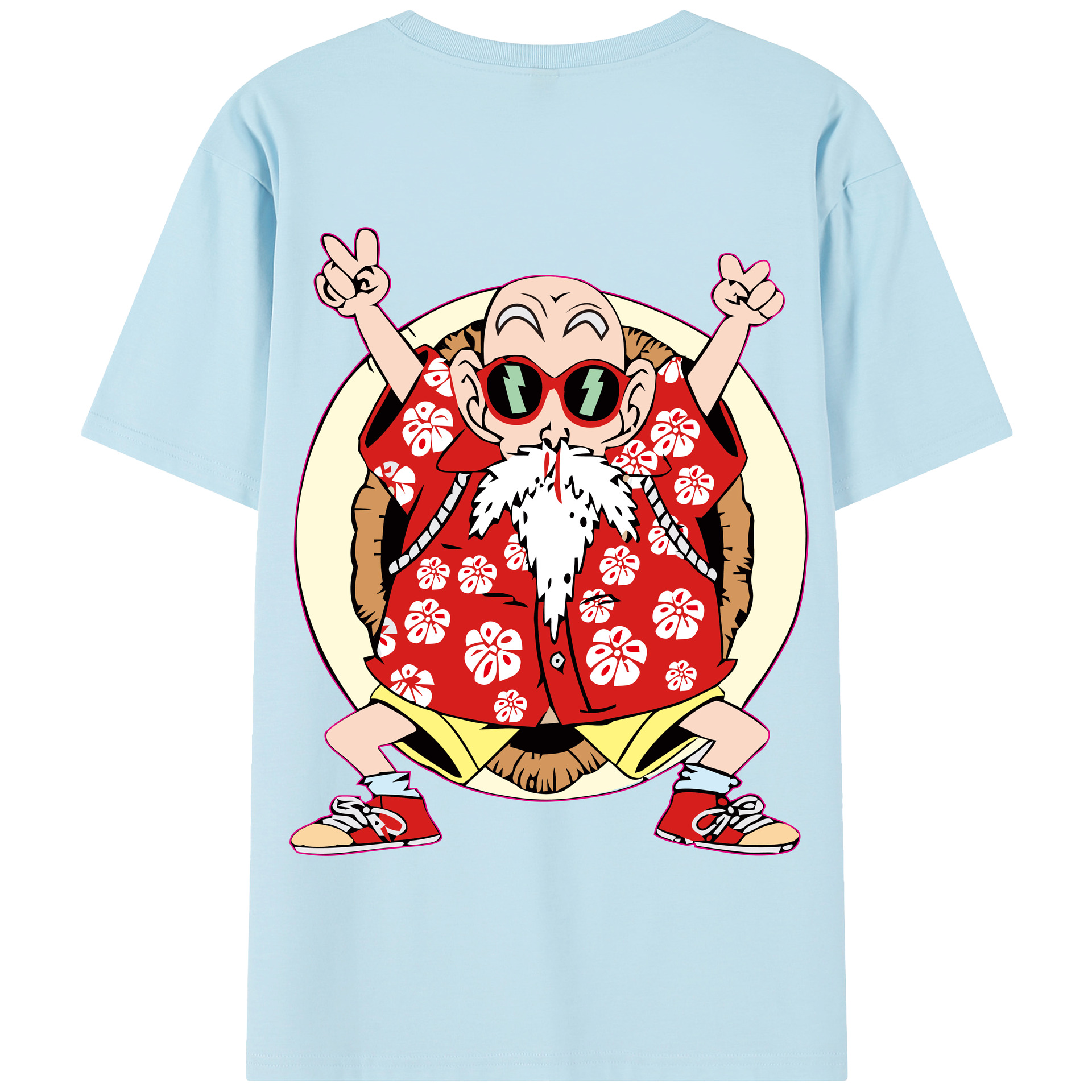 （画像用） ドラゴンボール 亀仙人（かめせんにん） DRAGON BALL Master Roshi Kame Sennin 綿100％半袖Tシャツ（背面プリント）